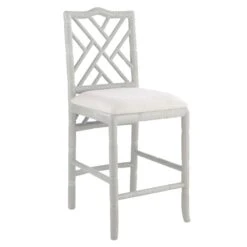 Lacquered Oak Bamboo Fretwork Hampton Counter Stool
