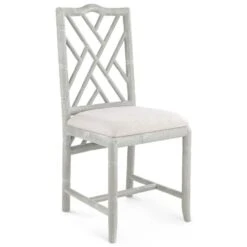 Lacquered Oak Bamboo Fretwork Hampton Side Chair