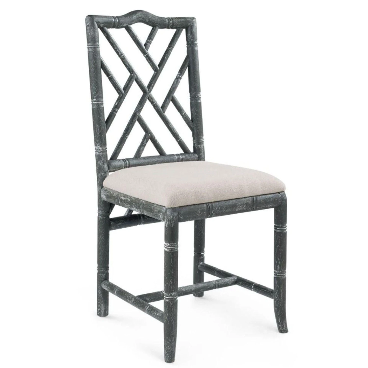 Lacquered Oak Bamboo Fretwork Hampton Side Chair 7 Lacquered Oak Bamboo Fretwork Hampton Side Chair - Image 7
