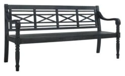 Safavieh Lattice Backed Garden Bench In Dark Slate Grey Finish