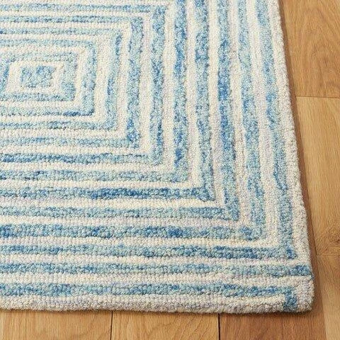 Safavieh Light Blue & Ivory Hand Tufted Geometric Motif Area Rug 3 Safavieh Light Blue & Ivory Hand Tufted Geometric Motif Area Rug - Image 3
