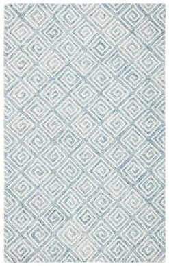 Safavieh Light Blue & Ivory Hand Tufted Greek Key Motif Area Rug