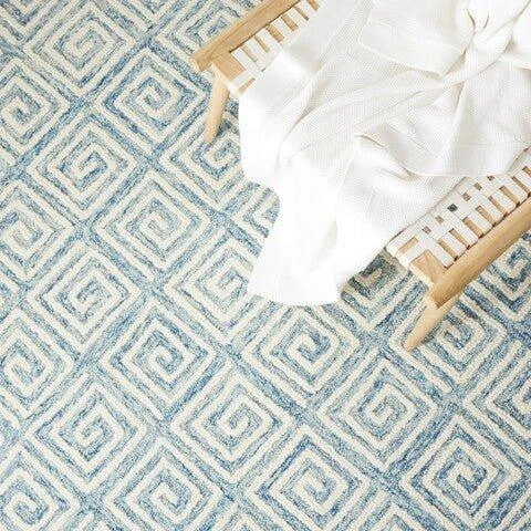 Safavieh Light Blue & Ivory Hand Tufted Greek Key Motif Area Rug 5 Safavieh Light Blue & Ivory Hand Tufted Greek Key Motif Area Rug - Image 5