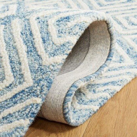 Safavieh Light Blue & Ivory Hand Tufted Greek Key Motif Area Rug 6 Safavieh Light Blue & Ivory Hand Tufted Greek Key Motif Area Rug - Image 6