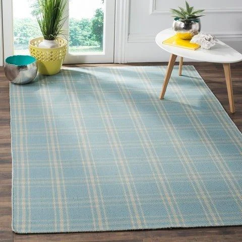Safavieh Light Blue & Pale Yellow Plaid Area Rug 3 Safavieh Light Blue & Pale Yellow Plaid Area Rug - Image 3