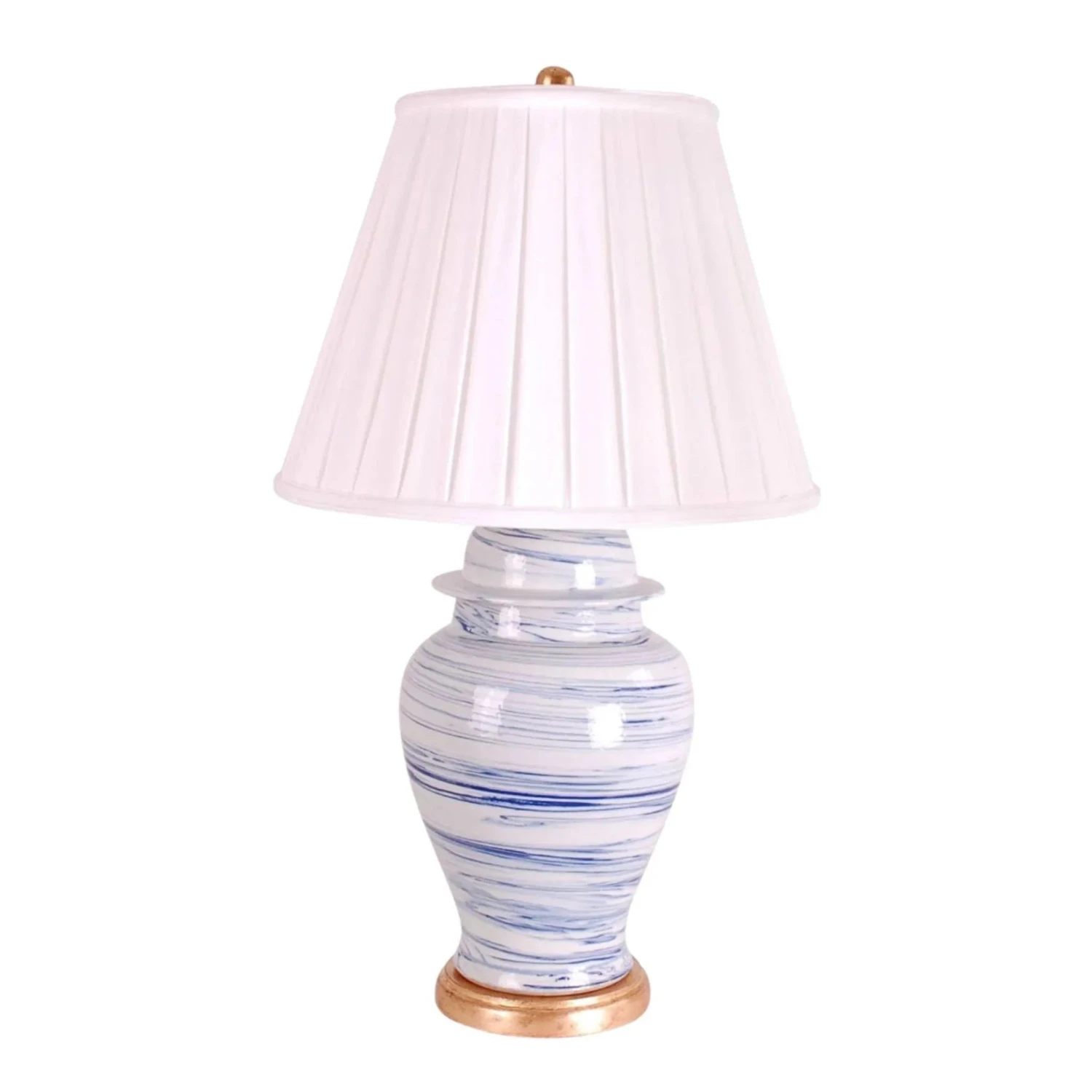 Light Blue & White Porcelain Swirl Jar Table Lamp With Gold Leaf Base 1 Light Blue & White Porcelain Swirl Jar Table Lamp With Gold Leaf Base