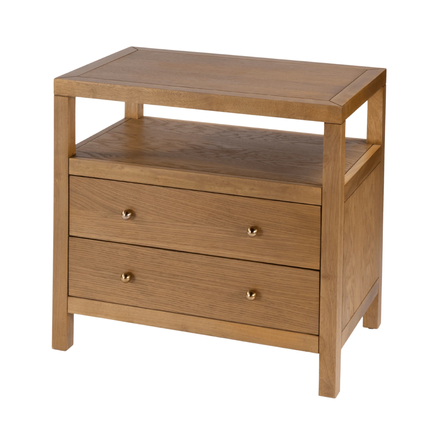 Light Natural Finish Two Drawer Wide Nightstand 3 Light Natural Finish Two Drawer Wide Nightstand - Image 3