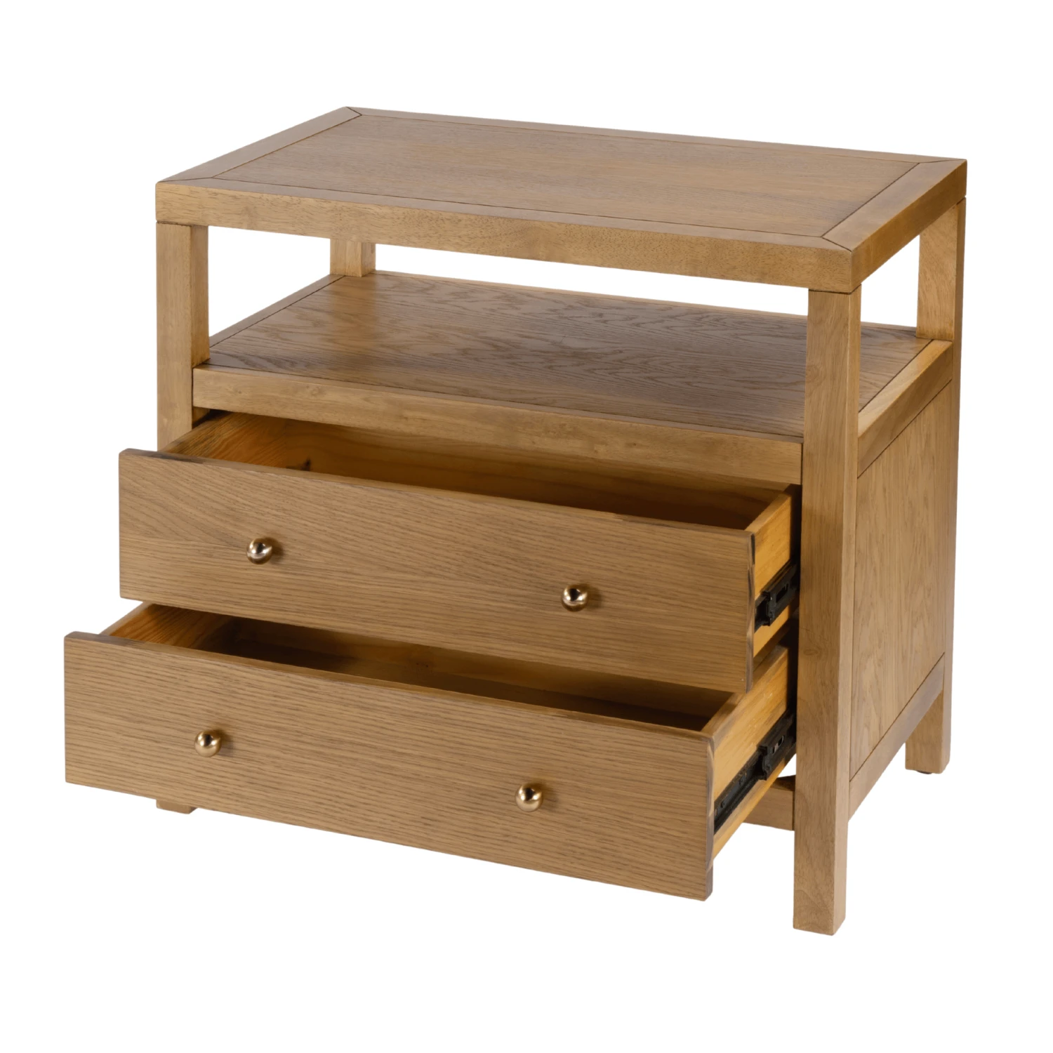 Light Natural Finish Two Drawer Wide Nightstand 4 Light Natural Finish Two Drawer Wide Nightstand - Image 4