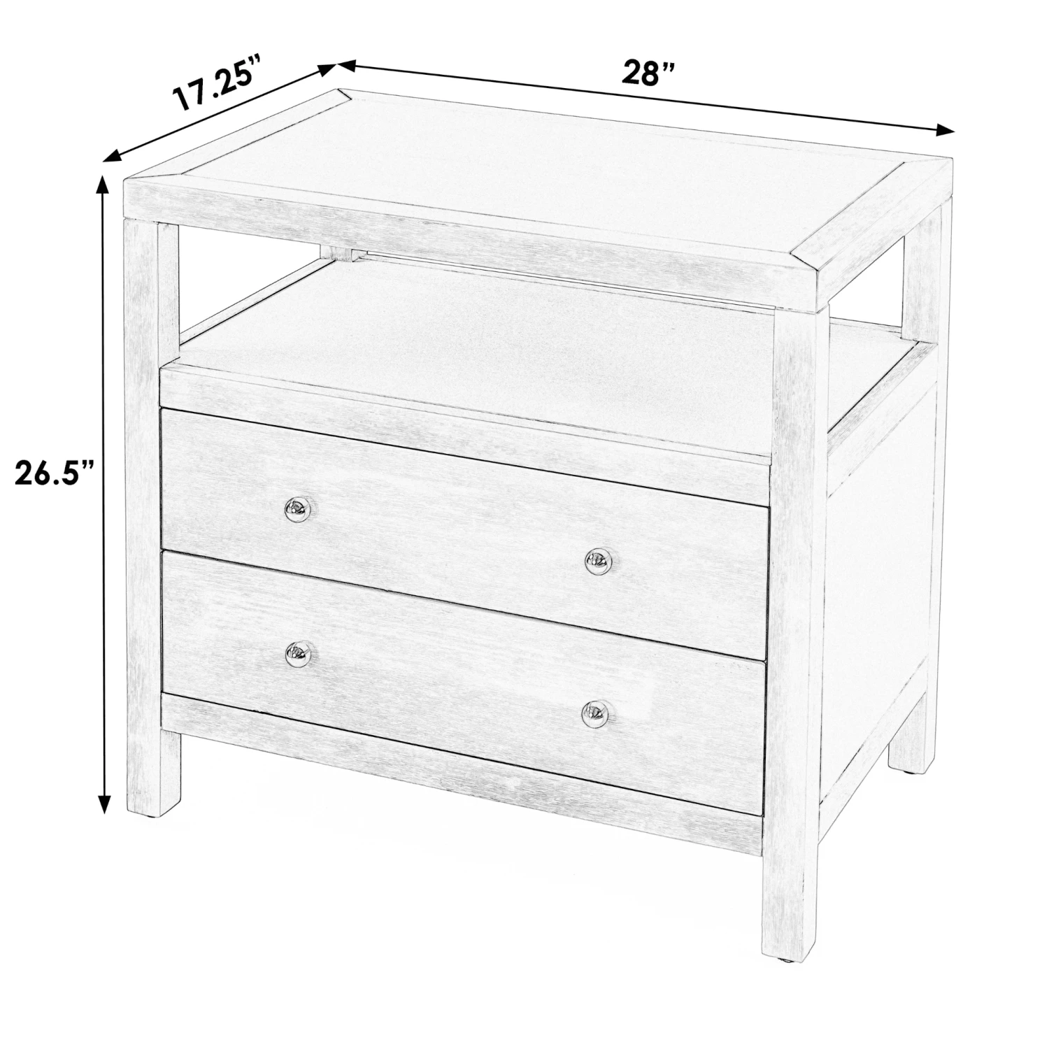 Light Natural Finish Two Drawer Wide Nightstand 7 Light Natural Finish Two Drawer Wide Nightstand - Image 7