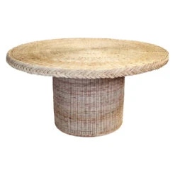 Braided Round Wicker Dining Table