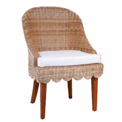 Skirted Scalloped Wicker Dining Chair