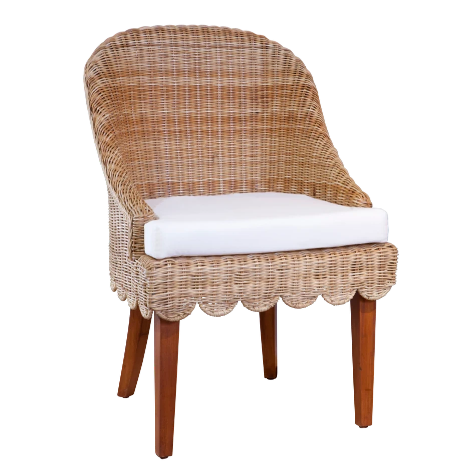 Skirted Scalloped Wicker Dining Chair 1 Skirted Scalloped Wicker Dining Chair