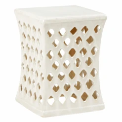 Meredith White Glaze Pierced Ceramic Garden Seat
