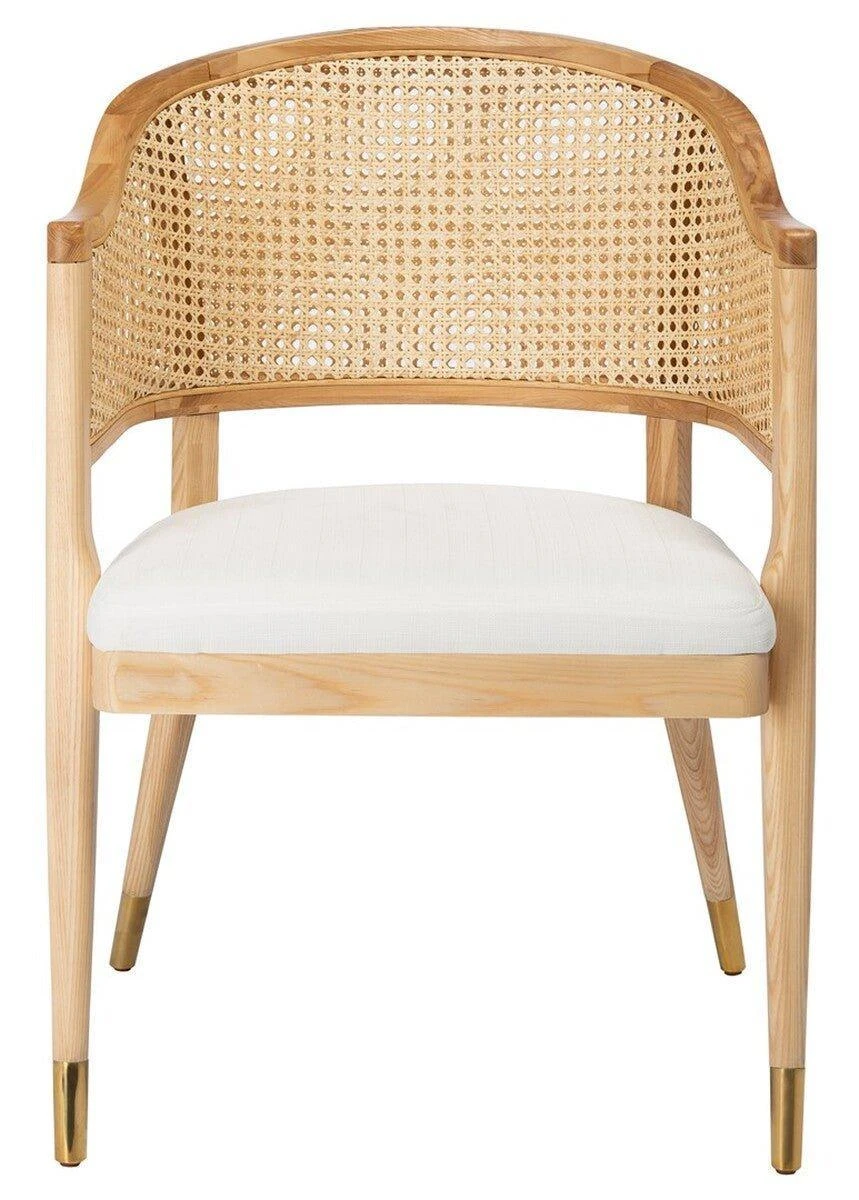 Safavieh Mid Century Cane Back Rattan Dining Chair With Upholstered Seat 2 Safavieh Mid Century Cane Back Rattan Dining Chair With Upholstered Seat - Image 2