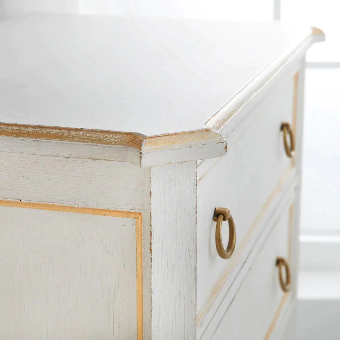 Modern History Covington Two Drawer Bedside Chest In Antique White With Gold Accents 2 Modern History Covington Two Drawer Bedside Chest In Antique White With Gold Accents - Image 2