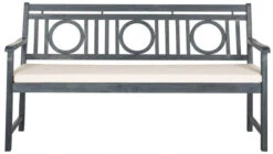 Safavieh 3 Seat Circle Motif Bench In Ash Grey Finish