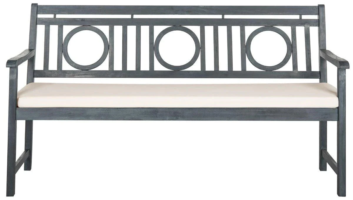 Safavieh 3 Seat Circle Motif Bench In Ash Grey Finish 1 Safavieh 3 Seat Circle Motif Bench In Ash Grey Finish