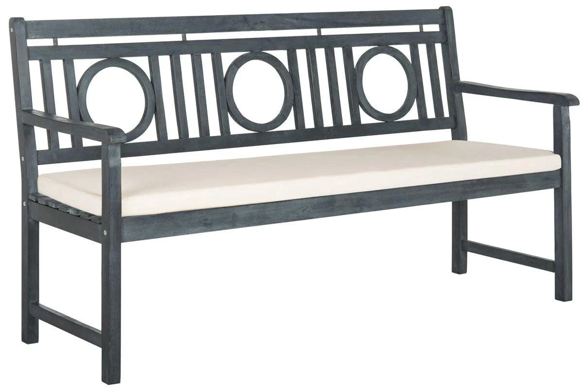 Safavieh 3 Seat Circle Motif Bench In Ash Grey Finish 3 Safavieh 3 Seat Circle Motif Bench In Ash Grey Finish - Image 3