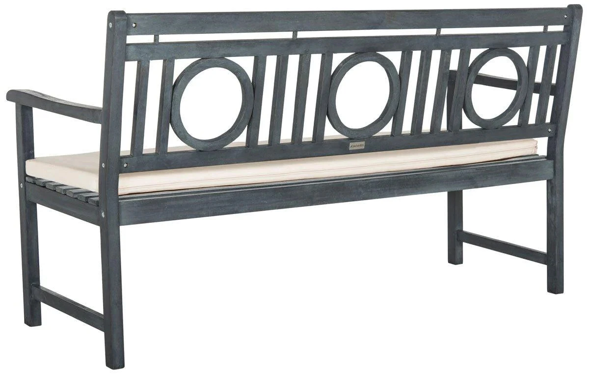 Safavieh 3 Seat Circle Motif Bench In Ash Grey Finish 4 Safavieh 3 Seat Circle Motif Bench In Ash Grey Finish - Image 4
