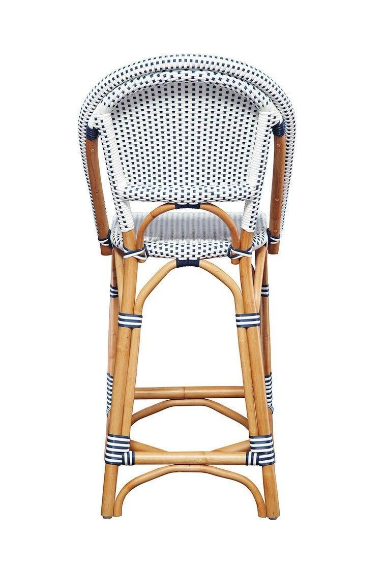 Navy Blue & White Woven Bistro Counter Stool 3 Navy Blue & White Woven Bistro Counter Stool - Image 3