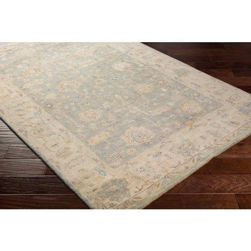 Normandy Hand Knotted Blue & Beige Area Rug -Available In A Variety Of Sizes 4 Normandy Hand Knotted Blue & Beige Area Rug -Available In A Variety Of Sizes - Image 4