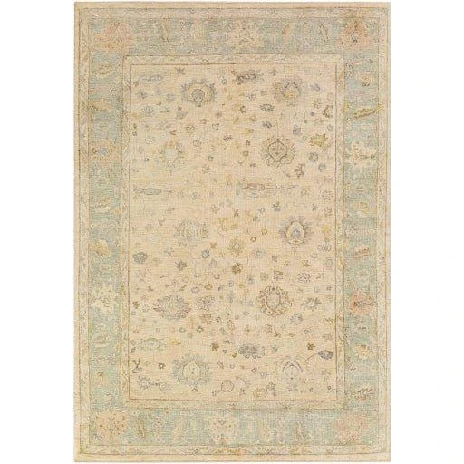Normandy Hand Knotted Seafoam & Beige Floral Area Rug -Available In A Variety Of Sizes 1 Normandy Hand Knotted Seafoam & Beige Floral Area Rug -Available In A Variety Of Sizes