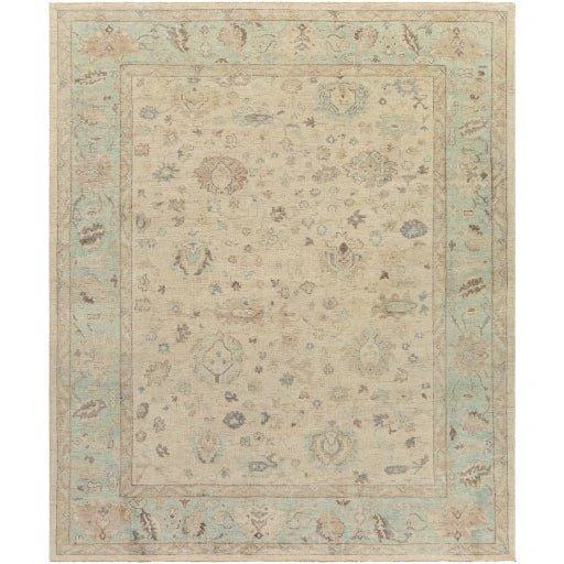 Normandy Hand Knotted Seafoam & Beige Floral Area Rug -Available In A Variety Of Sizes 2 Normandy Hand Knotted Seafoam & Beige Floral Area Rug -Available In A Variety Of Sizes - Image 2