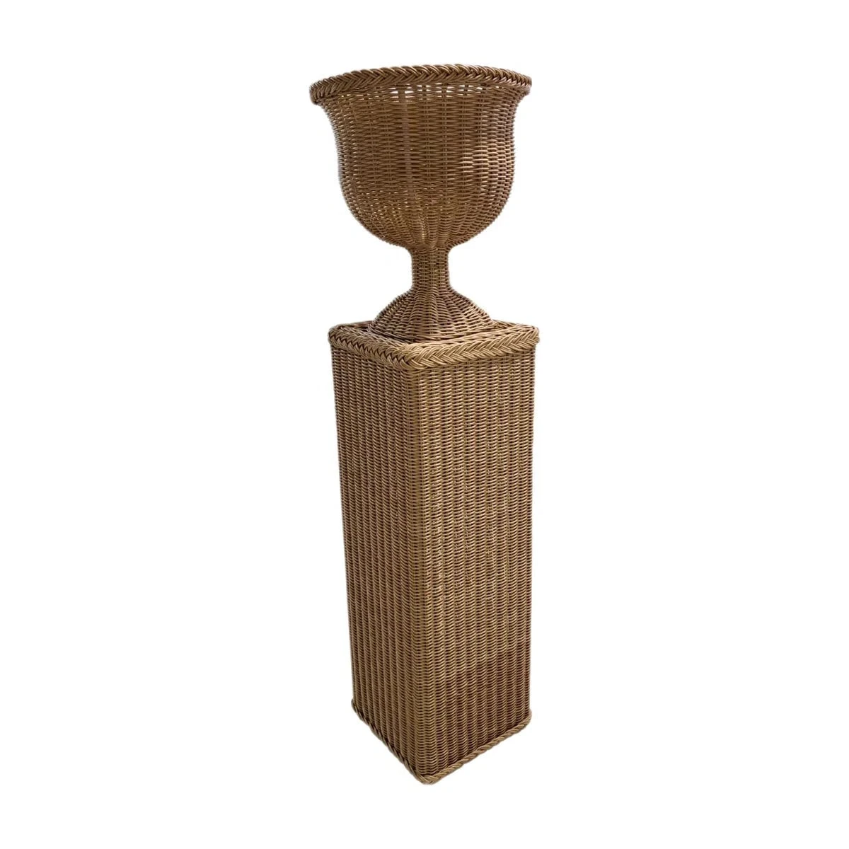 Outdoor Braided Synthetic Rattan Pedestal 1 Outdoor Braided Synthetic Rattan Pedestal