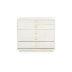 Parker Large 5-Drawer Chest In Lacquered Silver Shimmer