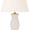 Pearl White Handblown Glass Lamp With Brass Accents