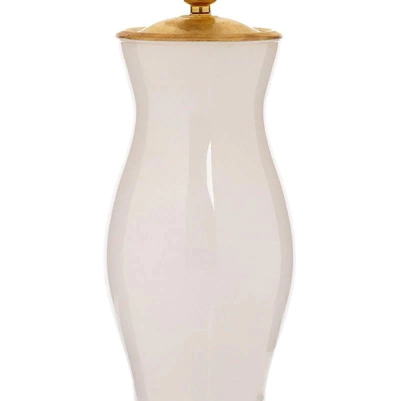 Pearl White Handblown Glass Lamp With Brass Accents 3 Pearl White Handblown Glass Lamp With Brass Accents - Image 3