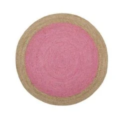 Safavieh Pink And Natural Round Jute Area Rug
