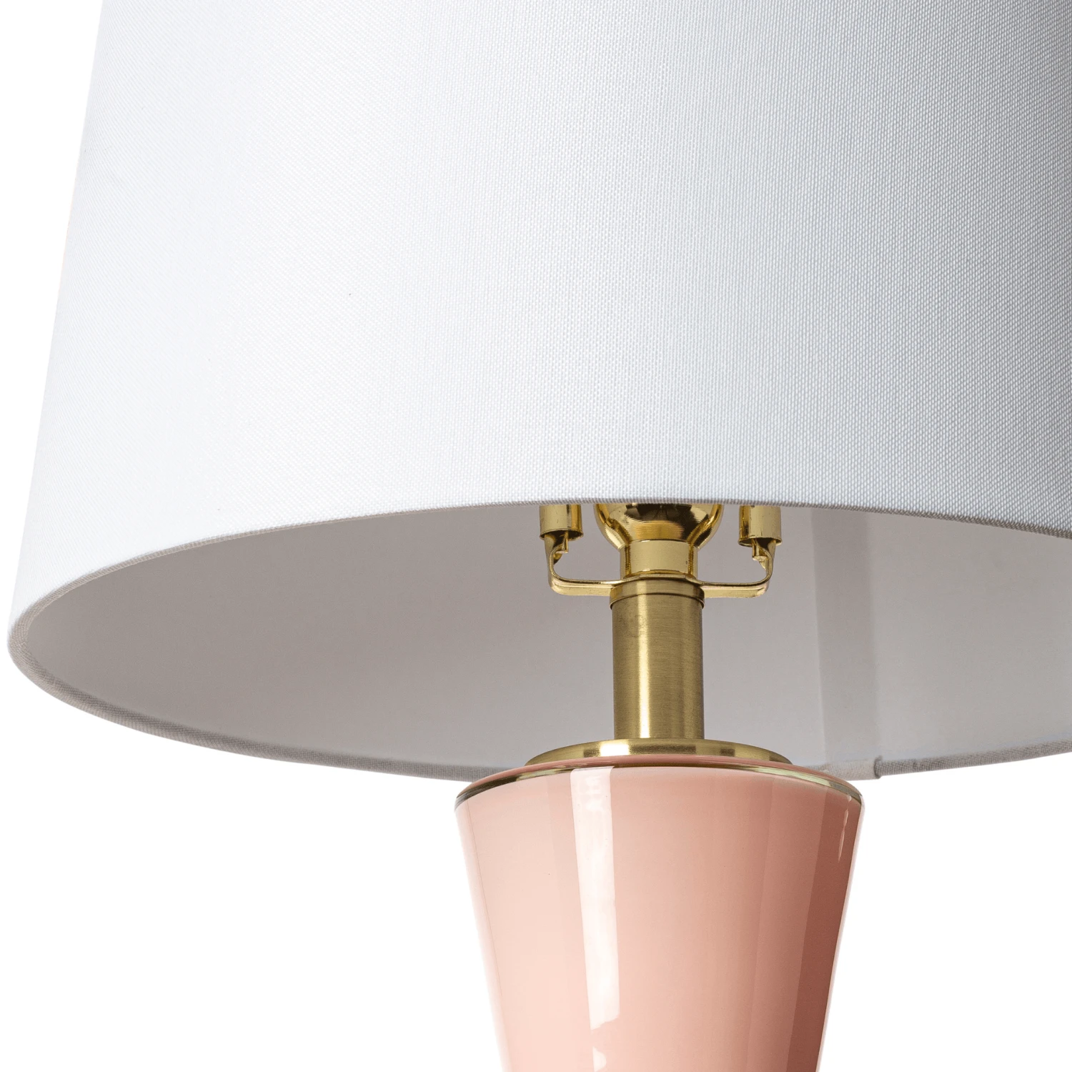 Pink Painted Glass Table Lamp With White Linen Shade 4 Pink Painted Glass Table Lamp With White Linen Shade - Image 4