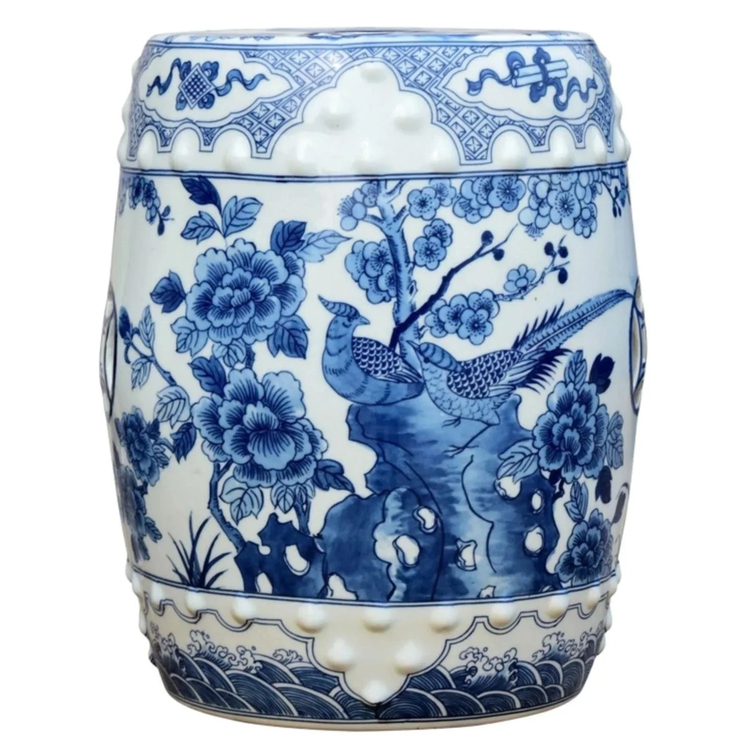 Porcelain Botanical Pheasant Design Garden Seat 1 Porcelain Botanical Pheasant Design Garden Seat