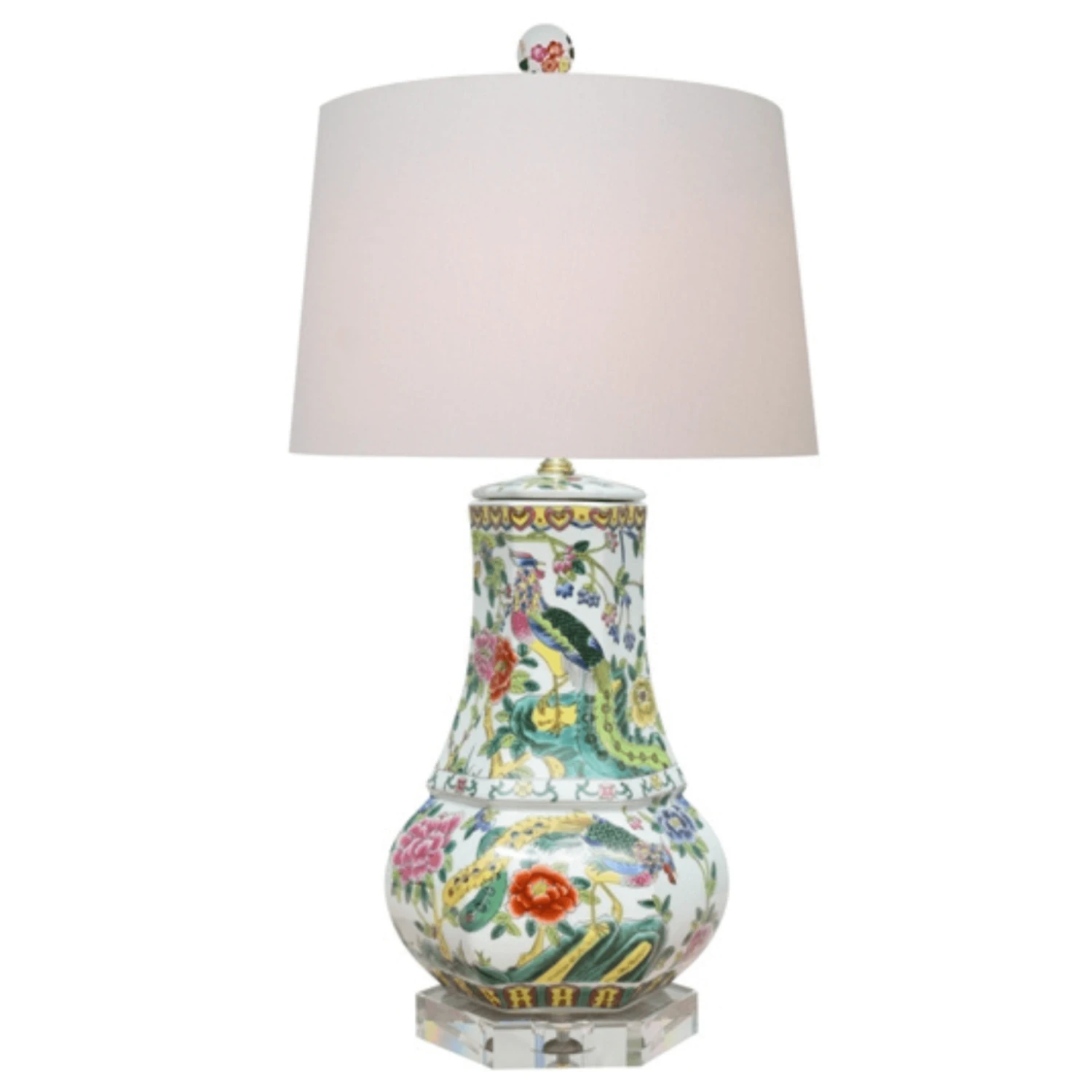 Porcelain Phoenix Bird Jar Lamp With Crystal Base 1 Porcelain Phoenix Bird Jar Lamp With Crystal Base