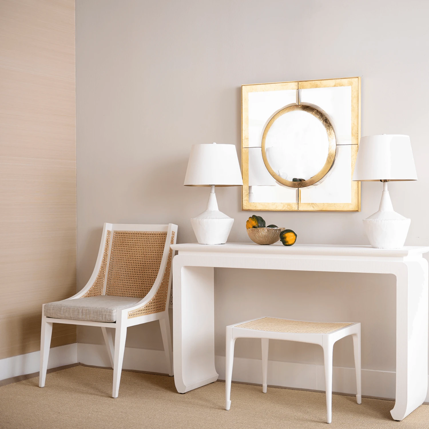 Raleigh Caned Armchair In Eggshell White 8 Raleigh Caned Armchair In Eggshell White - Image 8