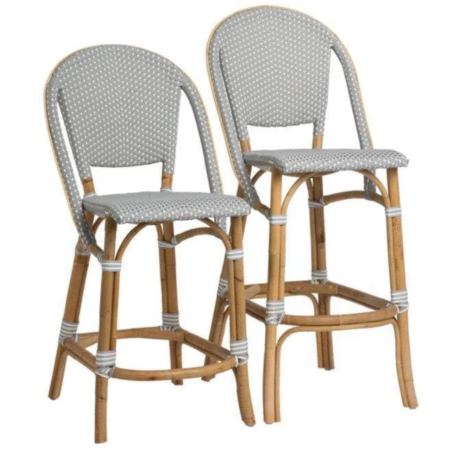 Rattan And Synthetic Fiber Woven Bistro Style Counter Stool - Available In Many Colors 3 Rattan And Synthetic Fiber Woven Bistro Style Counter Stool - Available In Many Colors - Image 3