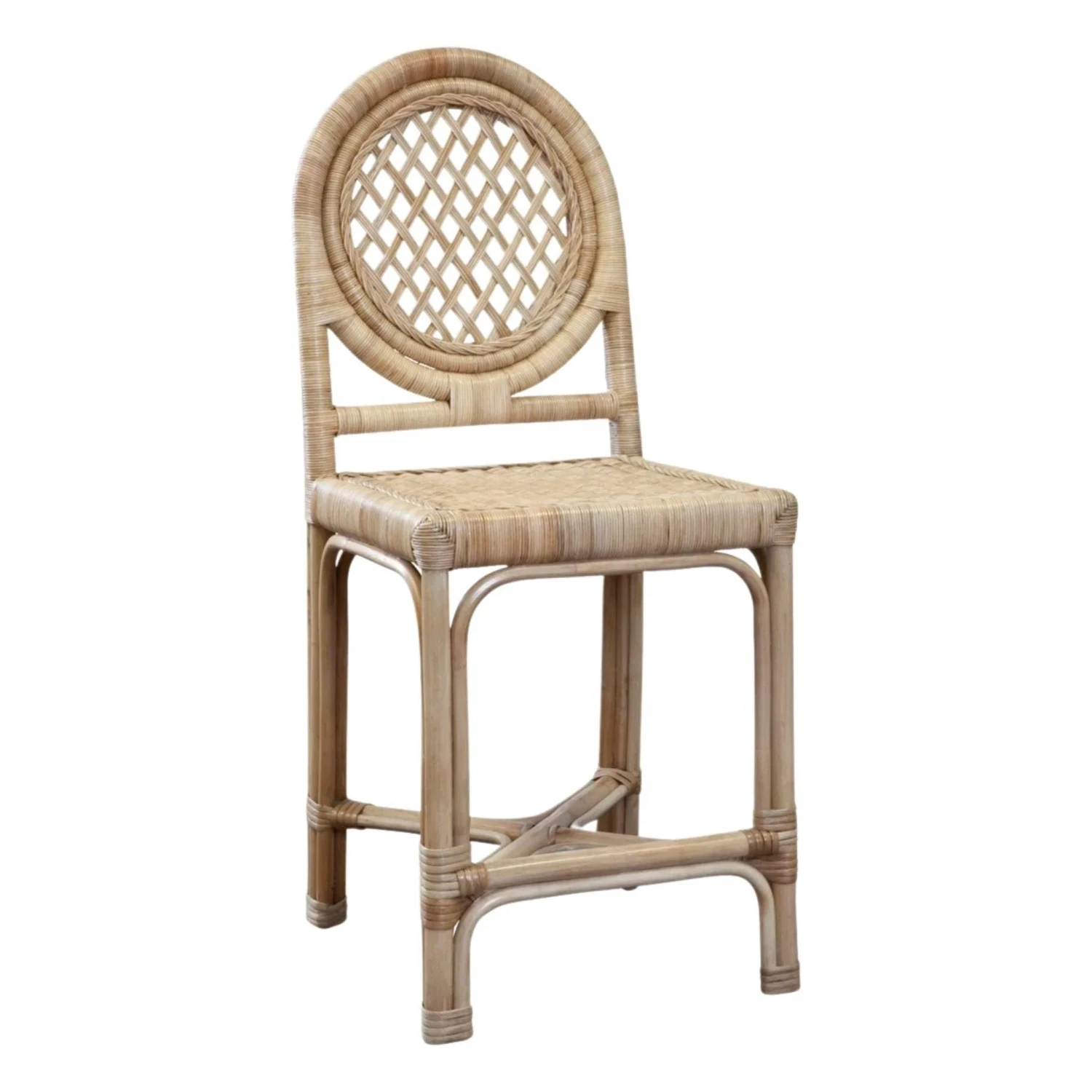 Rattan Trellis-Back Counter Stool 1 Rattan Trellis-Back Counter Stool