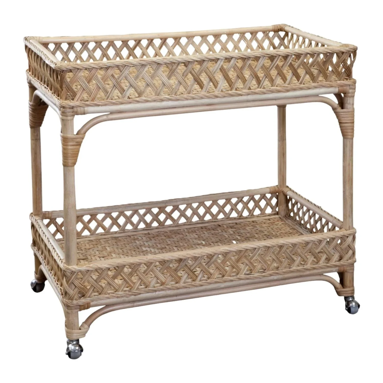 Rattan Trellis Wheeled Bar Cart 1 Rattan Trellis Wheeled Bar Cart