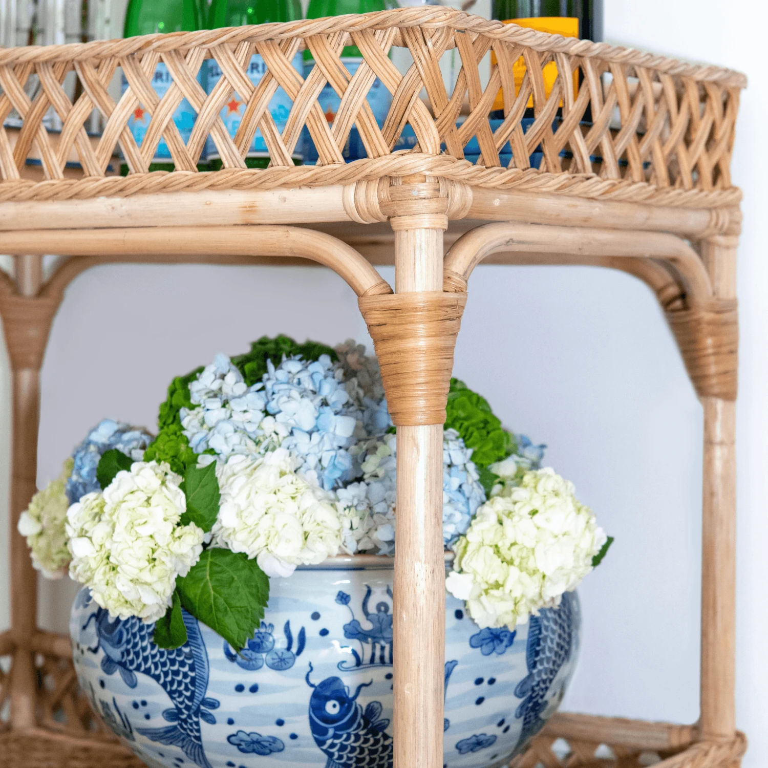 Rattan Trellis Wheeled Bar Cart 3 Rattan Trellis Wheeled Bar Cart - Image 3