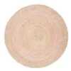 Safavieh Round Pink And Natural Striped Jute Area Rug