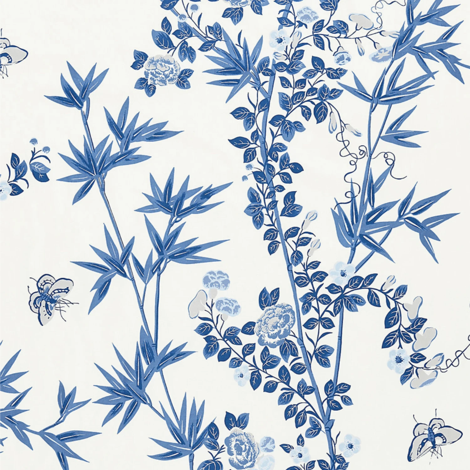 Jardin De Chine Fabric In Porcelain Blue & White 1 Jardin De Chine Fabric In Porcelain Blue & White