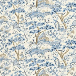 Kelmescott Hand Block Print Fabric In Porcelain Blue
