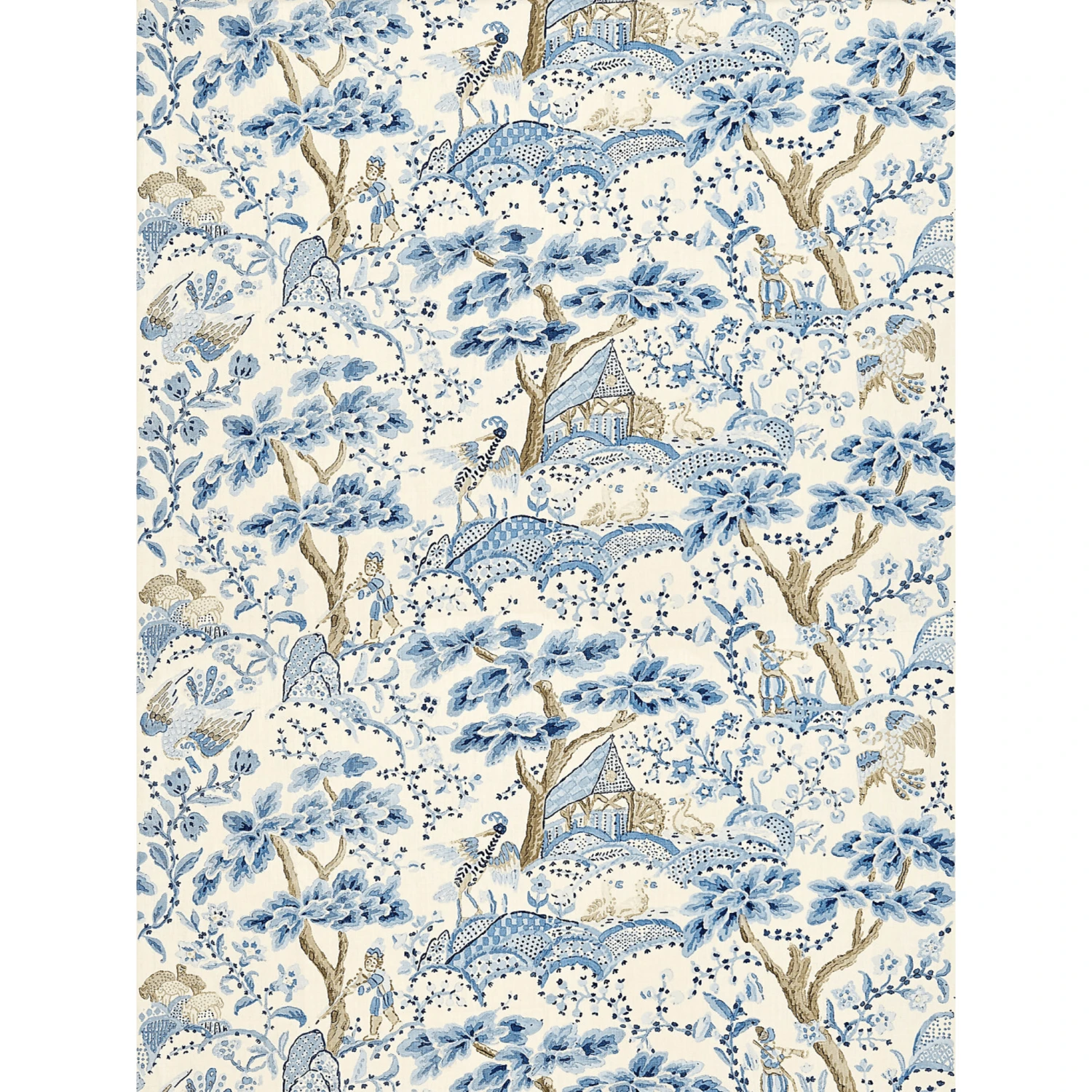 Kelmescott Hand Block Print Fabric In Porcelain Blue 3 Kelmescott Hand Block Print Fabric In Porcelain Blue - Image 3