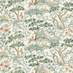 Kelmescott Hand Block Print In Leaf Green On Ivory
