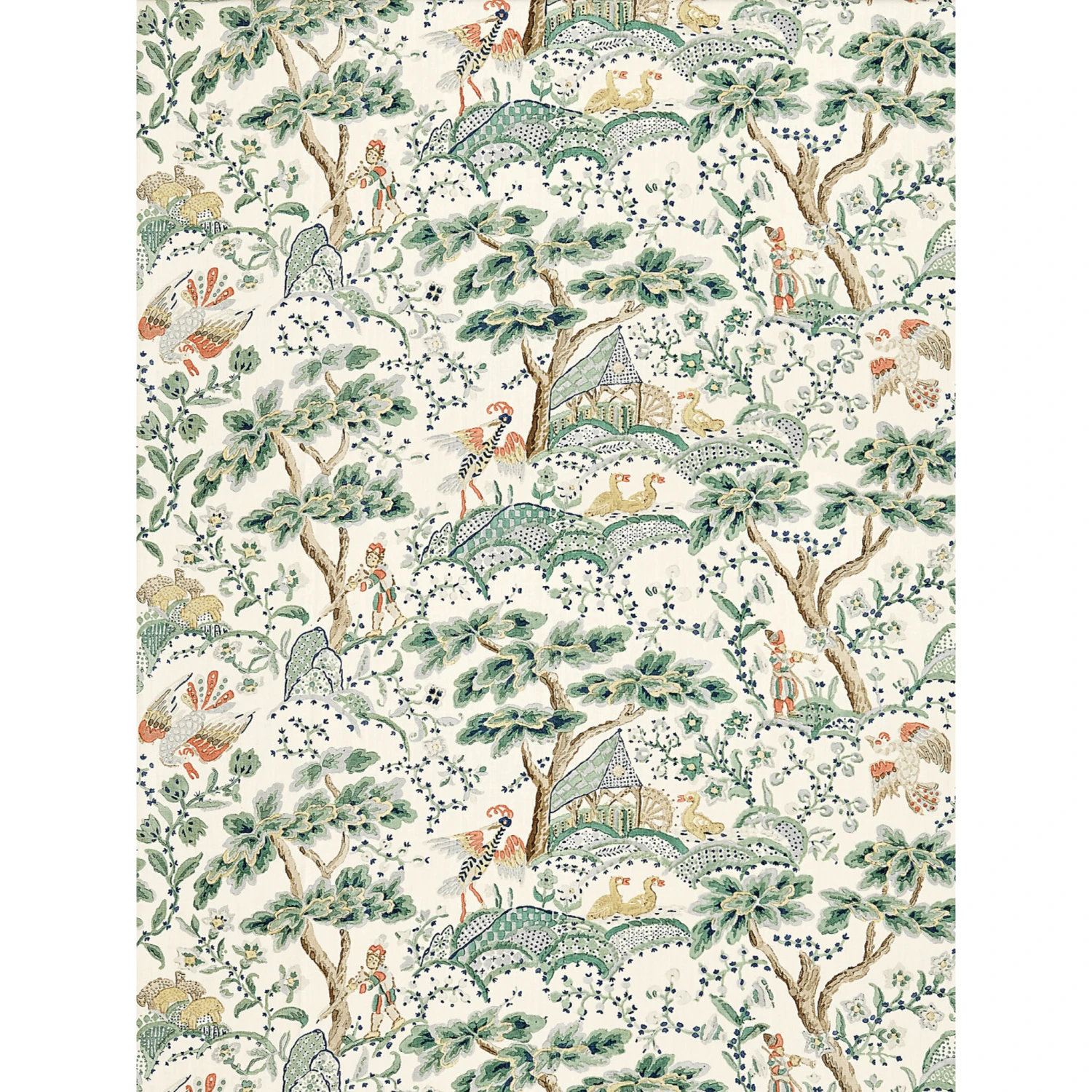 Kelmescott Hand Block Print In Leaf Green On Ivory 3 Kelmescott Hand Block Print In Leaf Green On Ivory - Image 3