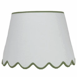 Scalloped White Raffia Shade 6 Scalloped White Raffia Shade -Famous Furniture Store scalloped white raffia shade green band