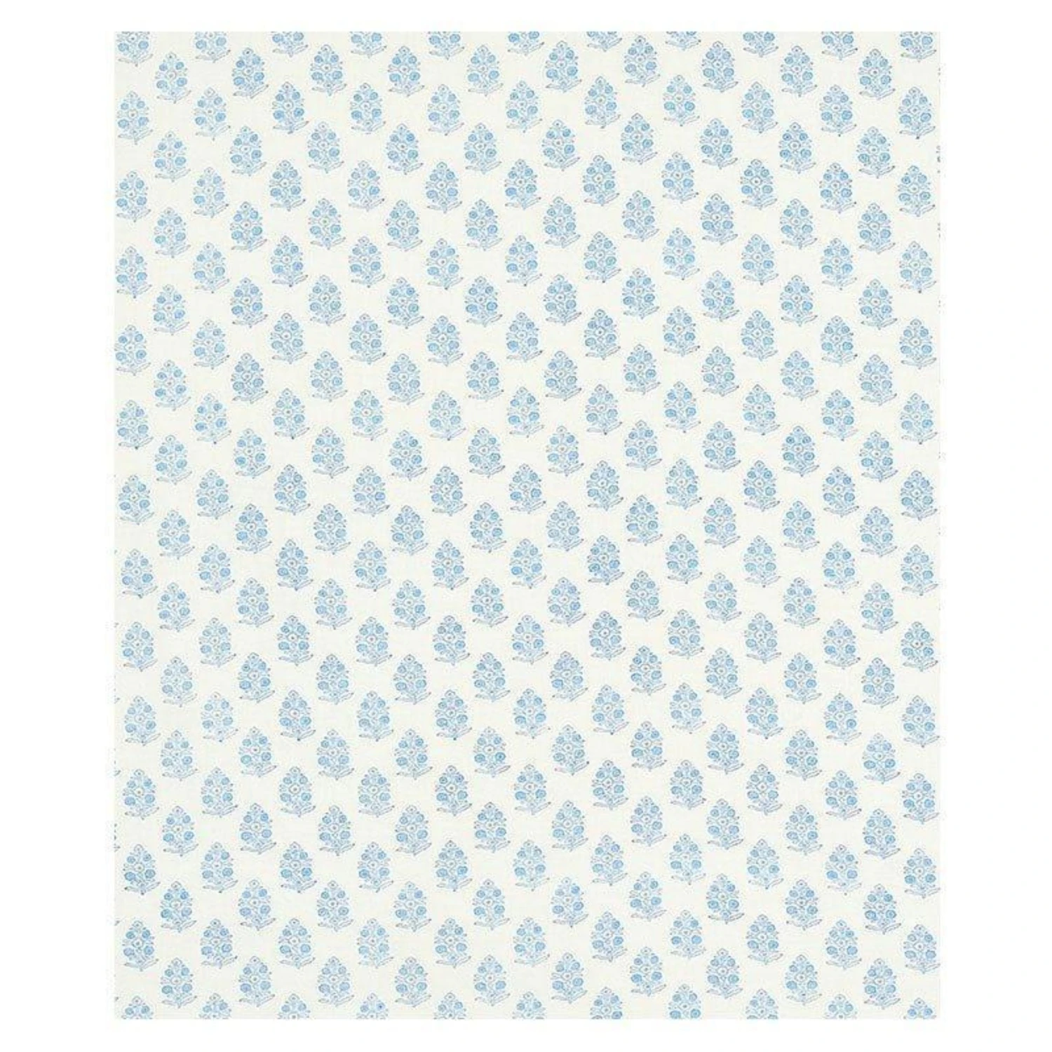 Schumacher Aditi Hand Blocked Print Fabric In Blue 3 Schumacher Aditi Hand Blocked Print Fabric In Blue - Image 3