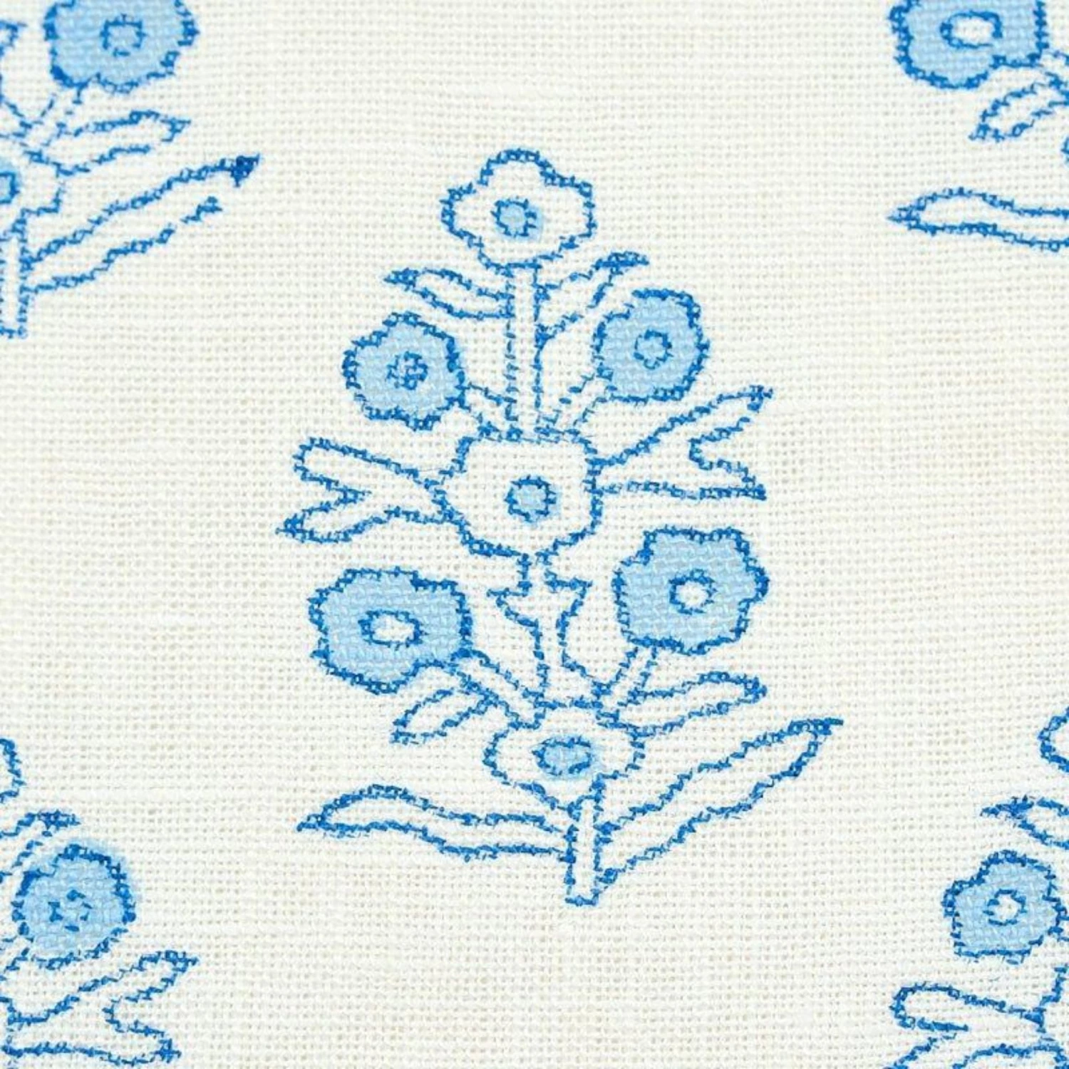 Schumacher Aditi Hand Blocked Print Fabric In Blue 5 Schumacher Aditi Hand Blocked Print Fabric In Blue - Image 5