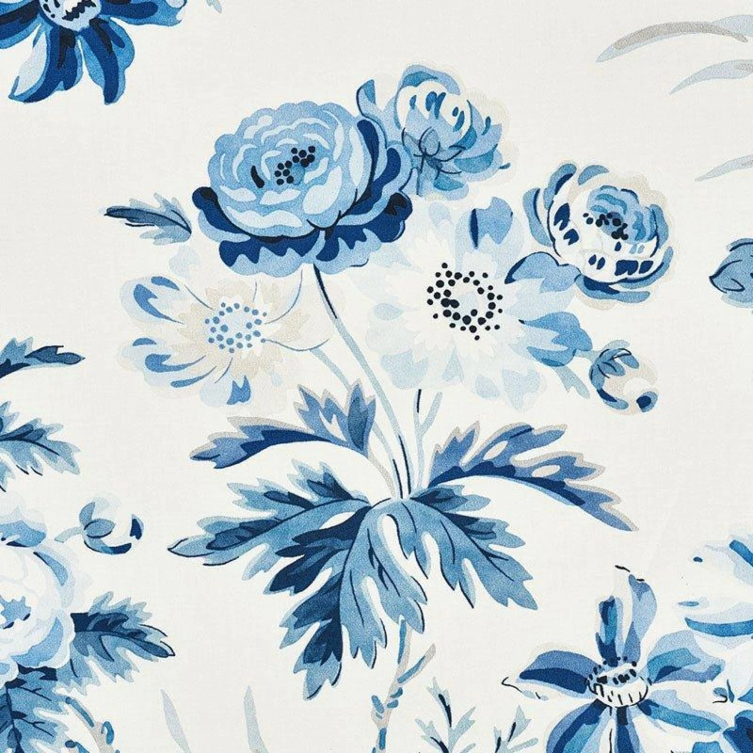Schumacher Cecil Chintz Fabric In Delft 2 Schumacher Cecil Chintz Fabric In Delft - Image 2